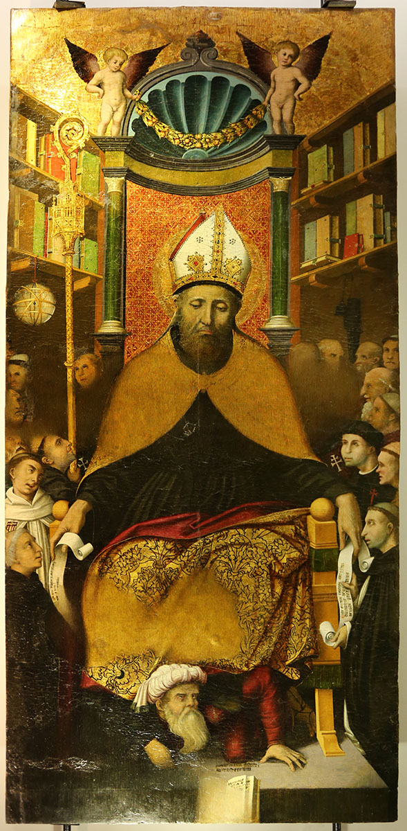 Pietro Cavaro, Sant'Agostino consegna la Regola dell'Ordine, Pinacoteca Nazionale di Cagliari. ? Sailko - Opera propria, CC BY 3.0