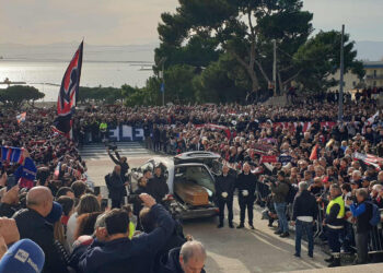 I funerali di Gigi Riva nella Basilica di Bonaria a Cagliari