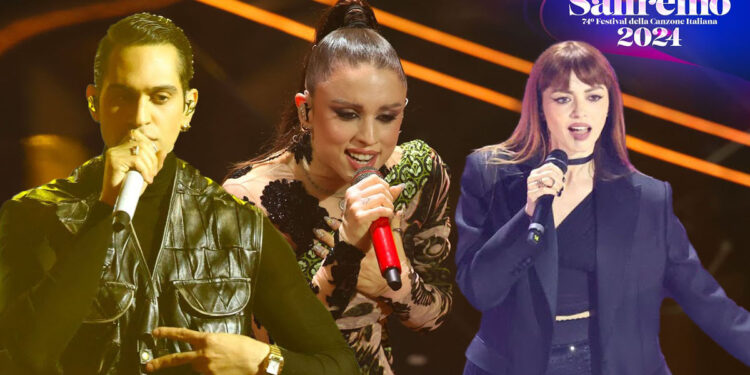 Mahmood, Angelina Mango e Annalisa a Sanremo 2024