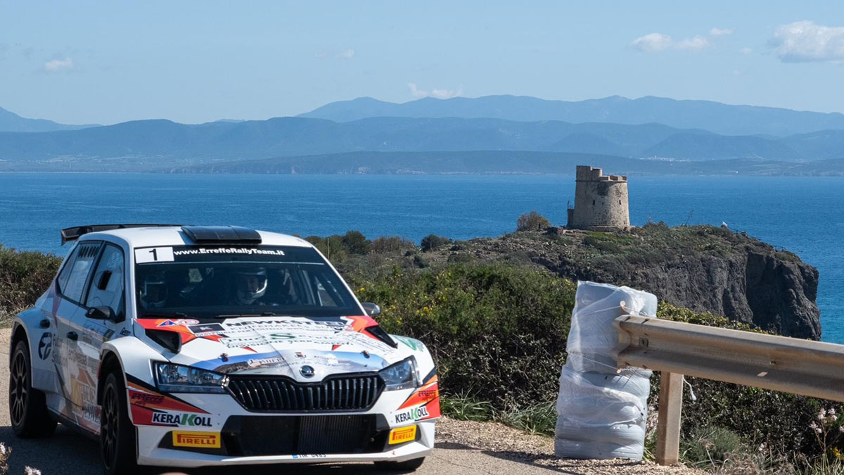 Marino Gessa e Salvatore Pusceddu su Skoda Fabia Rally2 Evo al 2° Rally Sulcis Iglesiente. ? Francesco Zedda