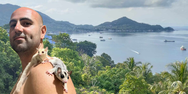 Una veduta di Koh Tao e Marco Matta con i suoi due petauri