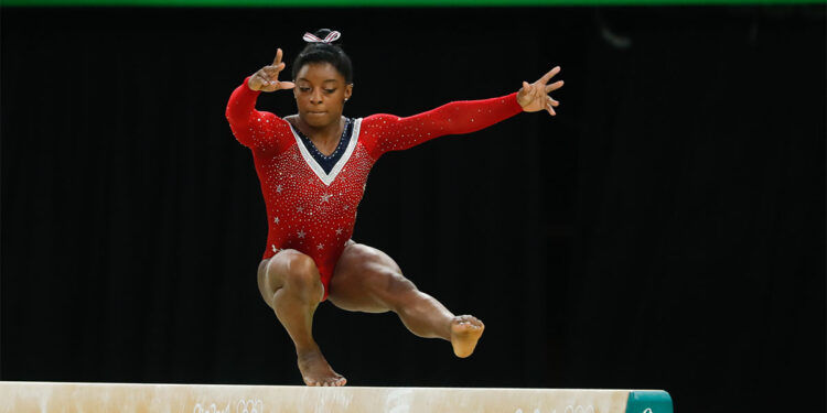 Simone Biles ai Giochi Olimpici di Rio 2016. ? Fernando Frazão | Agência Brasil Fotografias