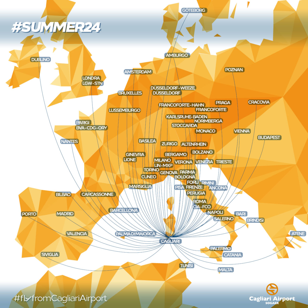 Mappa Summer 2024 Aeroporto di Cagliari