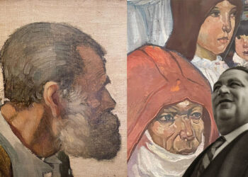 Da sinistra: Mario Delitala - Studio per la Cacciata dell’arrendadore [1926], Carmelo Floris - “Le tre età (Donne di Ollolai)” [1924] e il ritratto di Giuseppe Tomé (Ugo Rancati 1936)