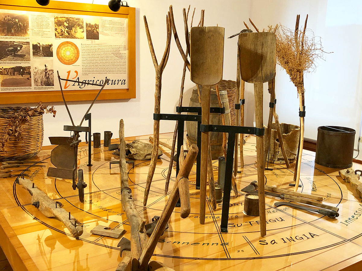 La sala dell'agricoltura del museo etnografico “Sa Domu de is Ainas” di Armungia. ? Sistema Museale di Armungia