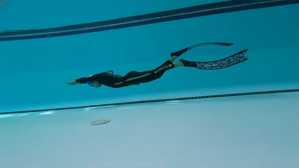 Nicolò D’Atri, apnea dinamica con pinne 