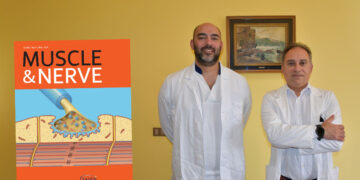 Il Dott. Elia Sechi e il professor Paolo Solla (dx) della Clinica Neurologica dell’Aou di Sassari