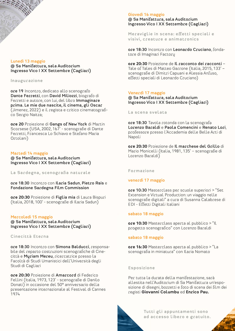 La scena svelata - Programma