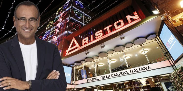Carlo Conti e il Teatro Ariston di Sanremo. ? Depositphotos