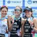 Cassandre Beaugrand, Lisa Tertsch e Beth Potter, podio femminile del World Triathlon Championship Series Cagliari 2024. 📷 Tiziano Ballabio | Fitri Media