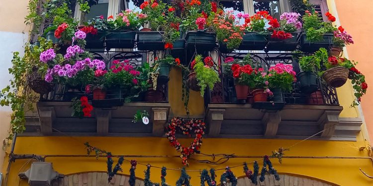 Un balcone nel quartiere di Villanova a Cagliari