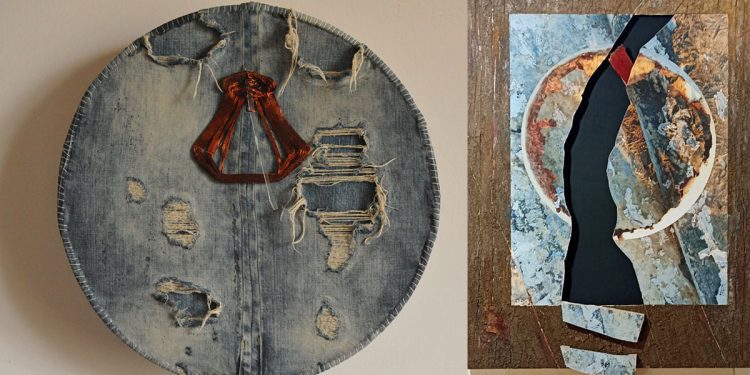 Due opere di Marilena Pittirru (sx) e Beppe Vargiu (dx)