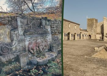 La fontana spagnola e il palazzo baronale di Senis. ? Fabrizio Bibi Pinna | Ass. San Giovanni Battista di Senis