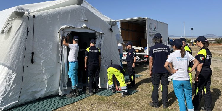 Il campo addestrativo della Protezione a Civile Cagliari