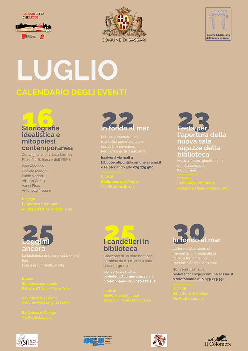 Luglio in biblioteca a Sassari