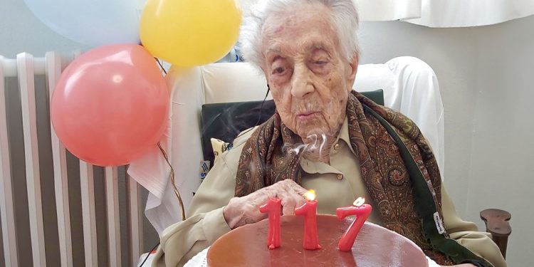 Maria Branyas Morera nel giorno del suo 117° compleanno, il 4 marzo 2024