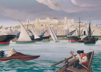Tarquinio Sini, Cagliari stracittà (1933), tempera su carta, cm 26,7 x 47,7. 📷 Ilisso Edizioni - Nuoro