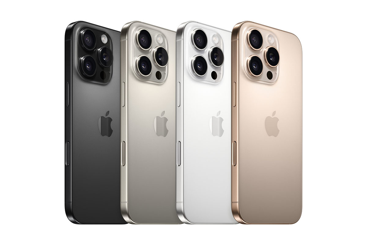 iPhone 16 Pro e iPhone 16 Pro Max saranno disponibili in titanio nero, titanio naturale, titanio bianco e titanio sabbia
