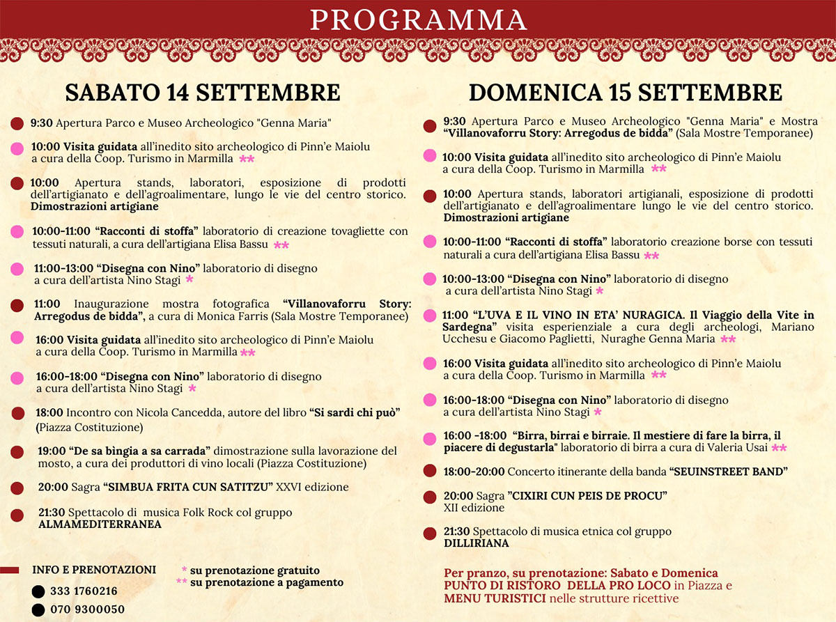 Programma 17esima edizione di “Mestieri, saperi & sapori del passato” a Villanovaforru