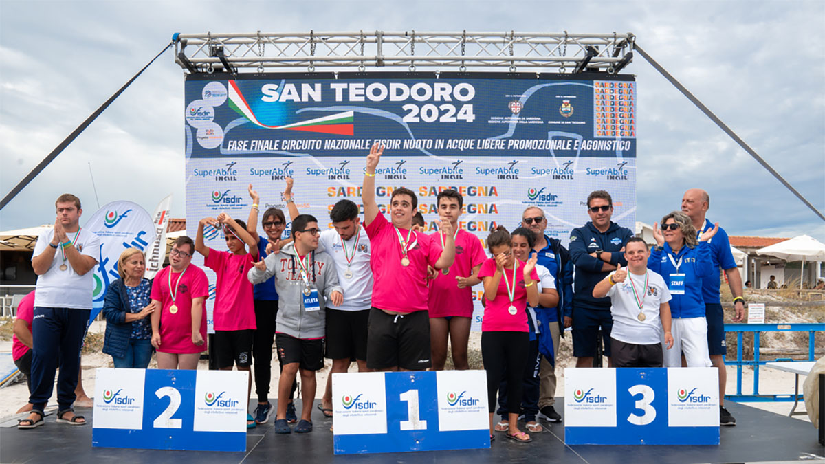 I vincitori della fase finale del Circuito nazionale FISDIR nuoto in acque libere a San Teodoro. ? Mattia Uldanck