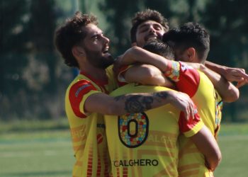L’esultanza dei giocatori della FC Alghero