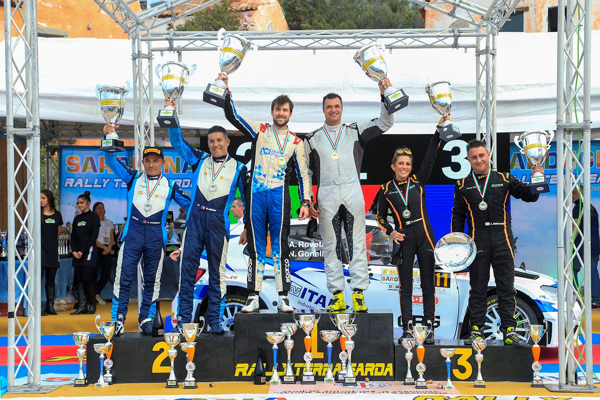 Il podio finale del 12° Rally Terra Sarda. ? Morittu