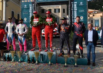 21° Rally dei Nuraghi e del Vermentino, il podio dei vincitori. Foto Emanuele Perrone