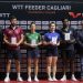 WTT Feeder Tennistavolo Cagliari: la doppia coppia italiana premiata da Bruno Perra e Renato Di Napoli. 📷 Nonsolofoto Cagliari