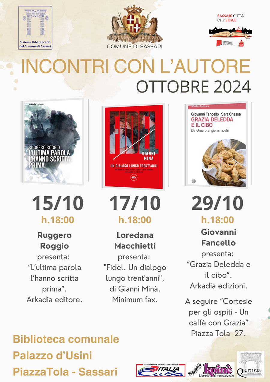 Sassari "Incontri con l'autore", ottobre 2024