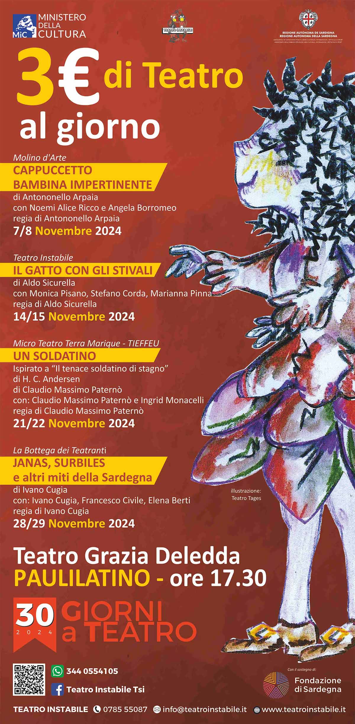 Teatro Instabile, "3€ di Teatro al giorno - 30 giorni a Teatro" 2024