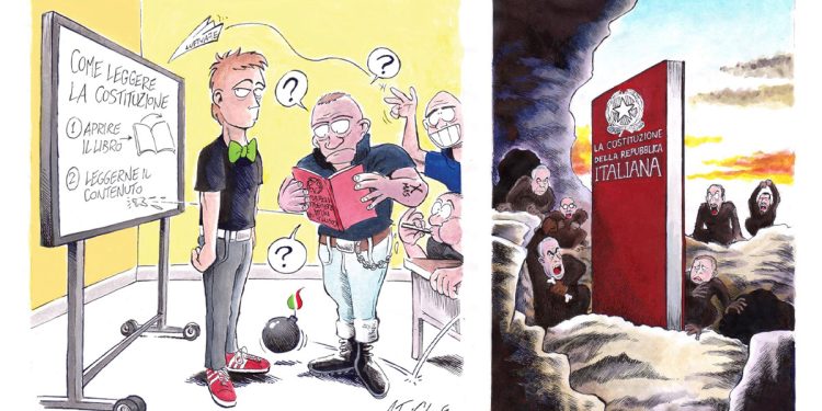 Antonio Cabras, tavole da "La Costituzione spiegata ai fascisti"