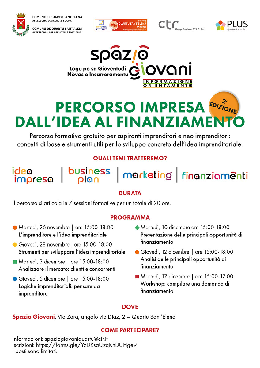 Corso a Quartu "Percorso Impresa - Dall'idea al finanziamento"