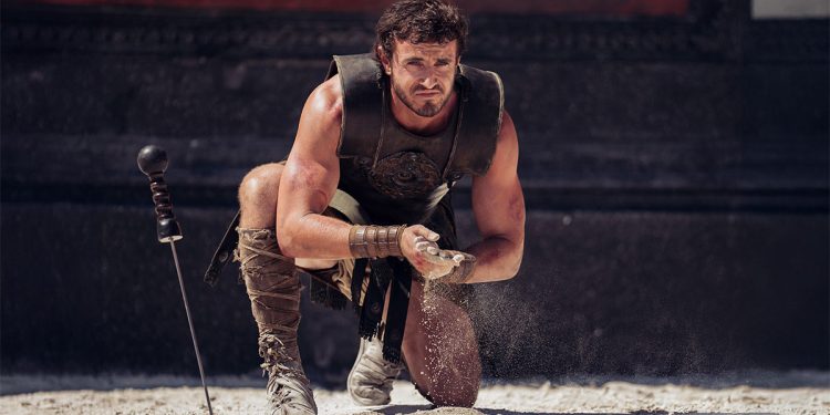 Paul Mescal ne “Il gladiatore II”. ? Aidan Monaghan © 2024 Paramount Pictures