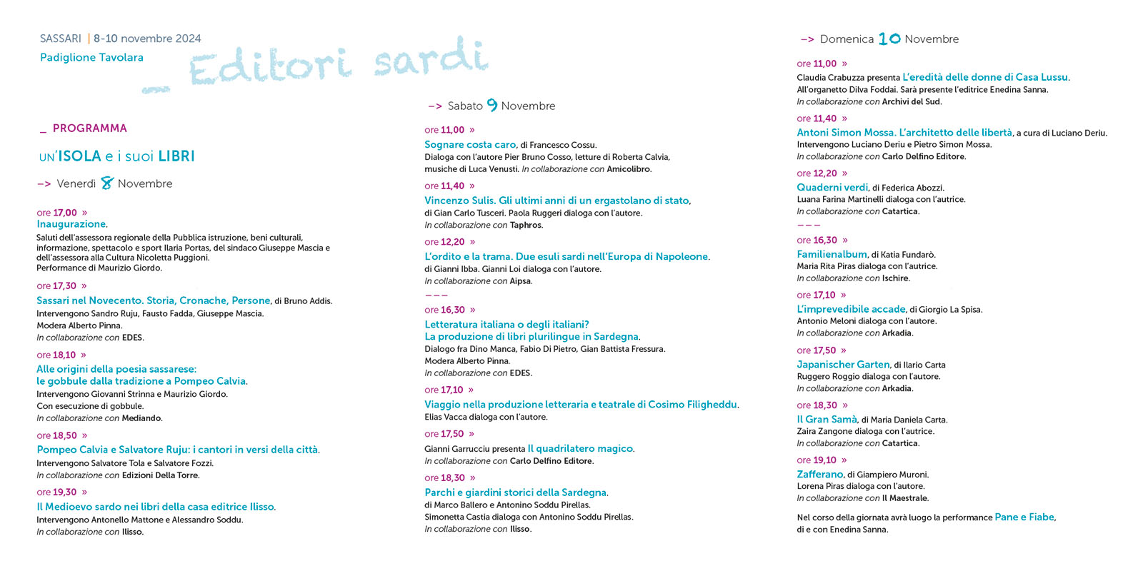 Un'isola e i suoi libri - Programma 2024