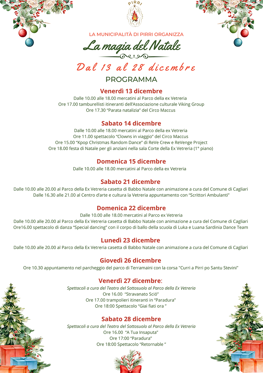 La magia del Natale a Pirri - Programma 2024