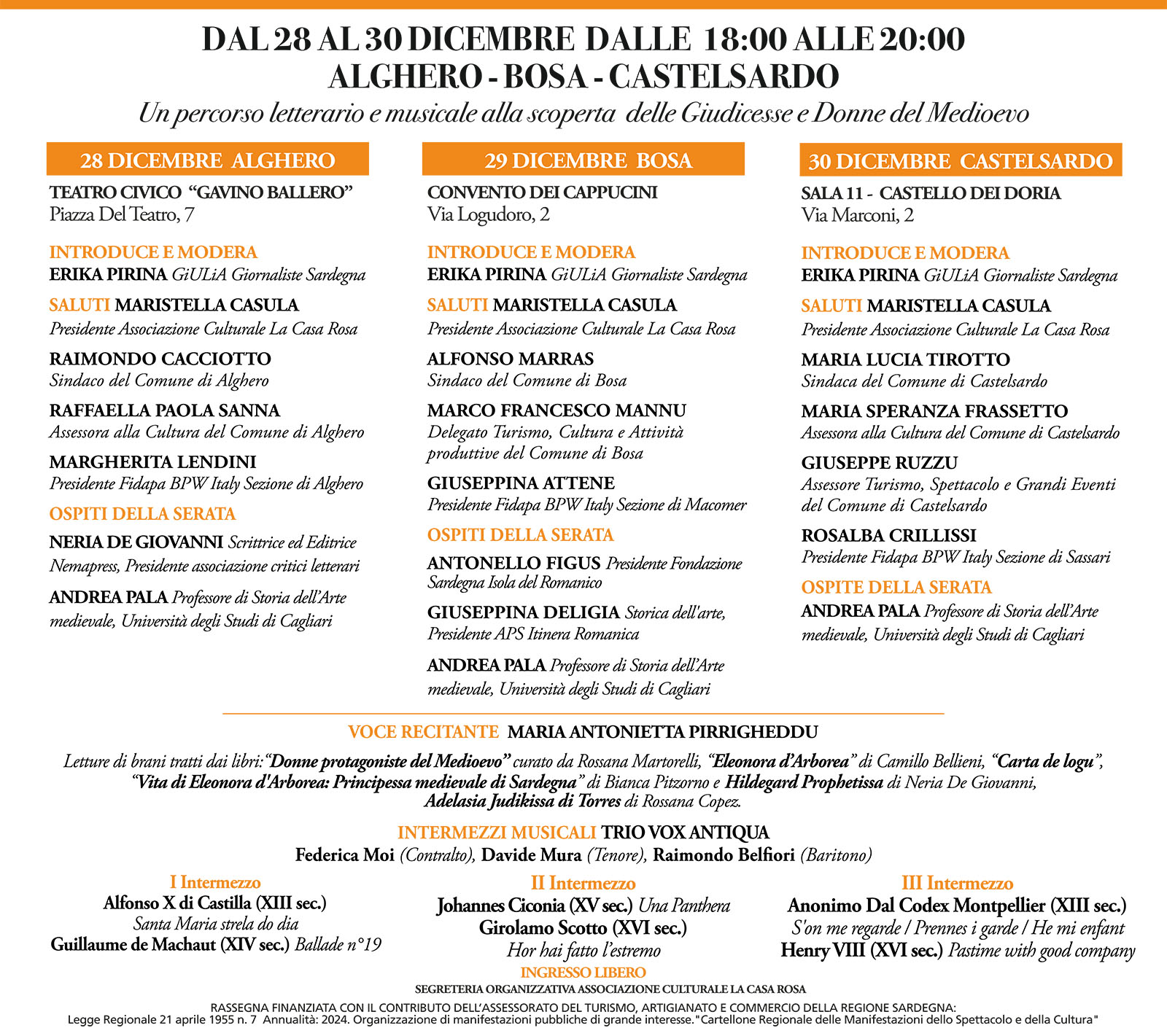 IX rassegna “Itinerari Letterari e Storici dell’Identità Sarda”