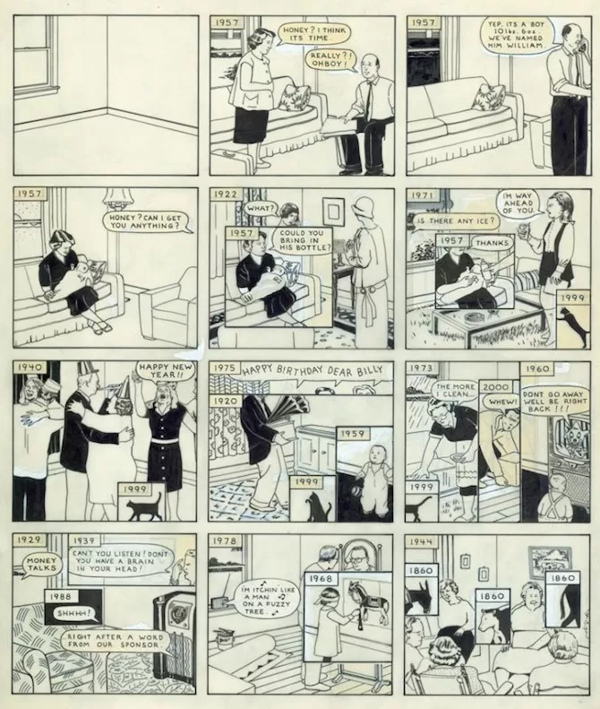 Il fumetto “Here - Qui” di Richard McGuire, nella prima versione di 6 tavole del 1989