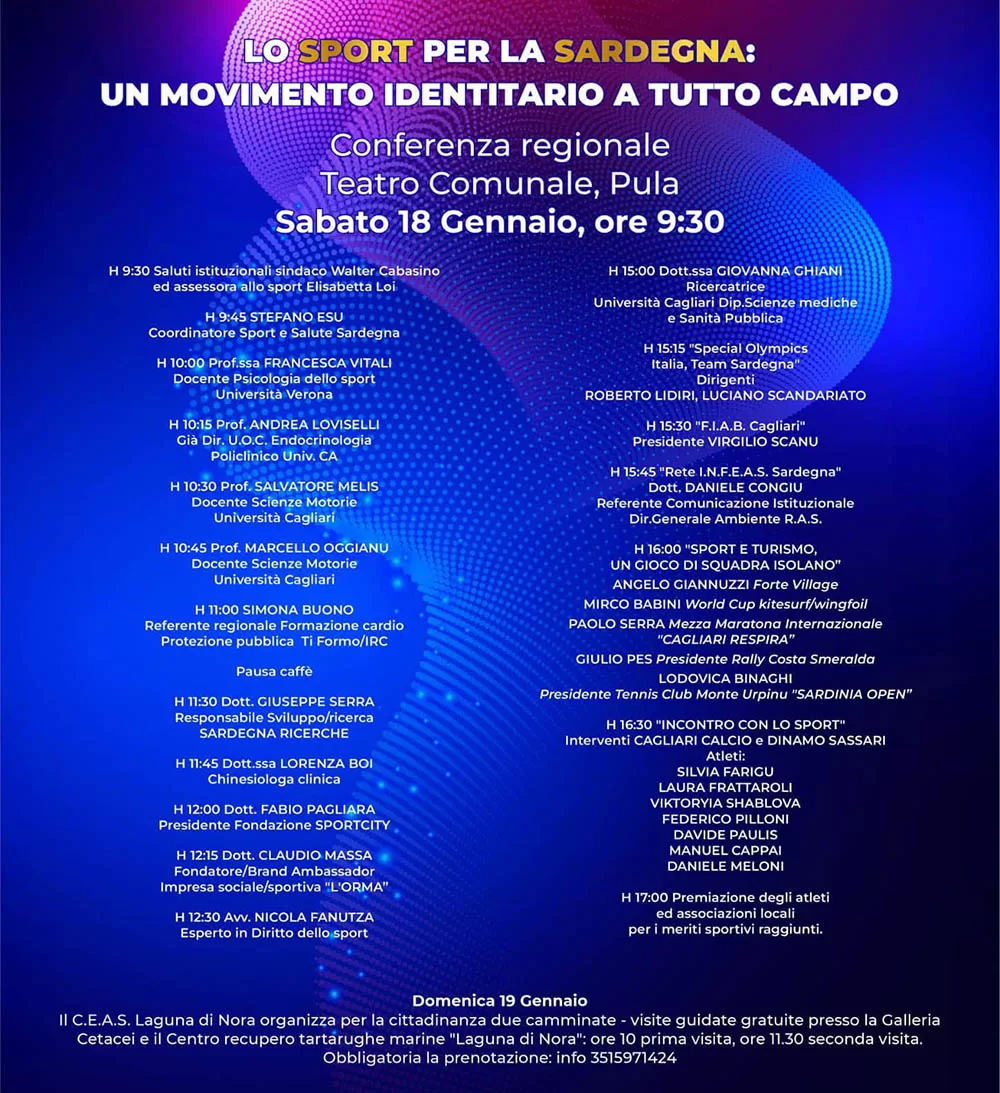 Pula, conferenza “Lo sport per la Sardegna: un movimento identitario a tutto campo”