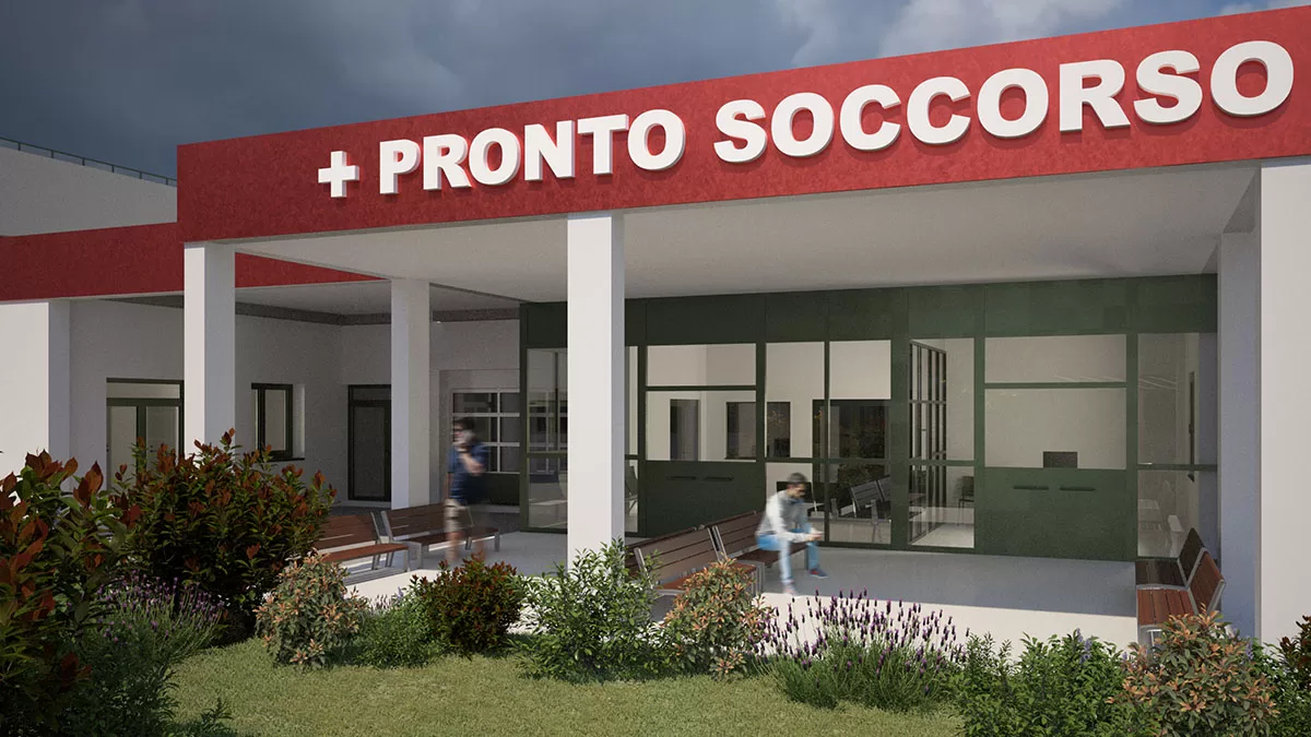 Rendering del restyling del Pronto Soccorso di Olbia