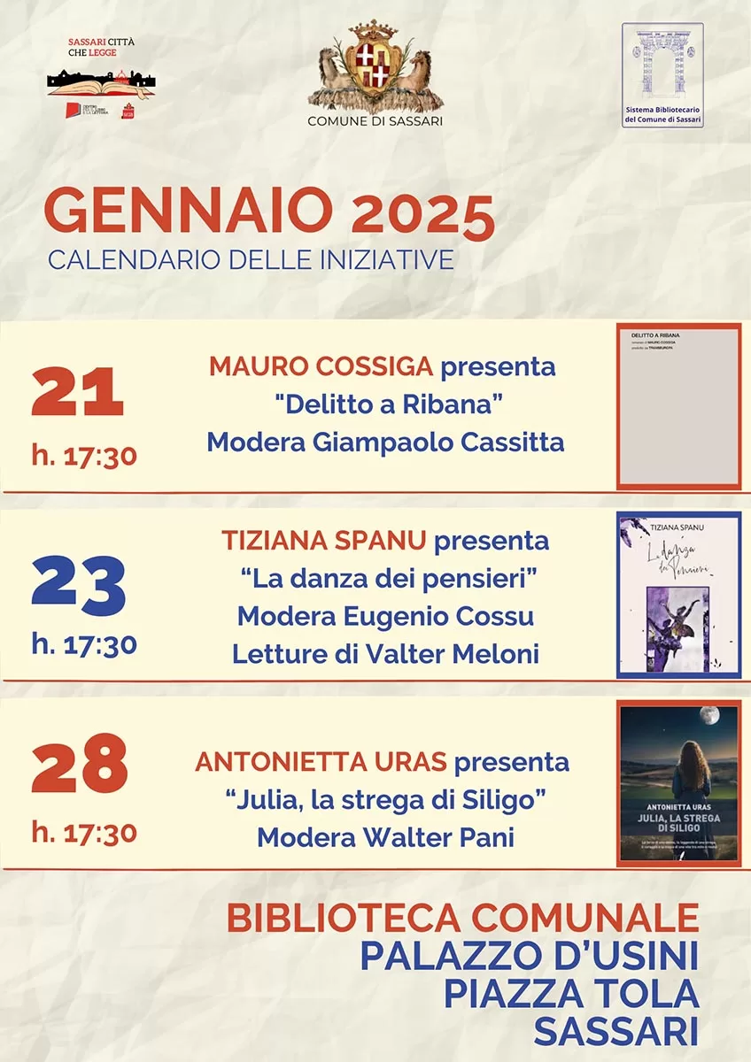 Sassari, calendario incontri biblioteca piazza Tola 0125