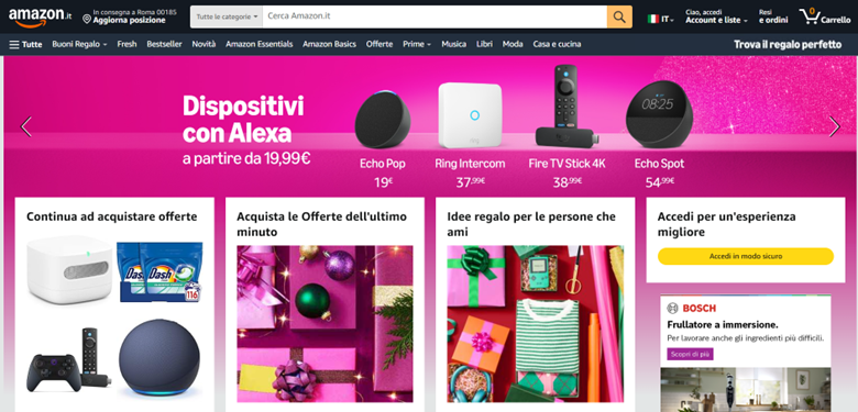 Screenshot home page Amazon