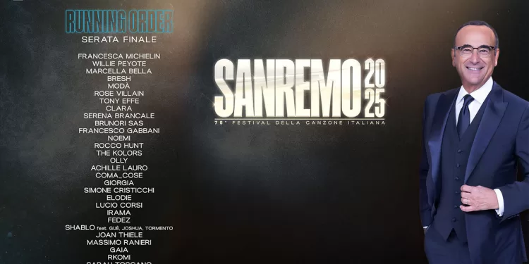 Sanremo 2025 la scaletta della serata finale