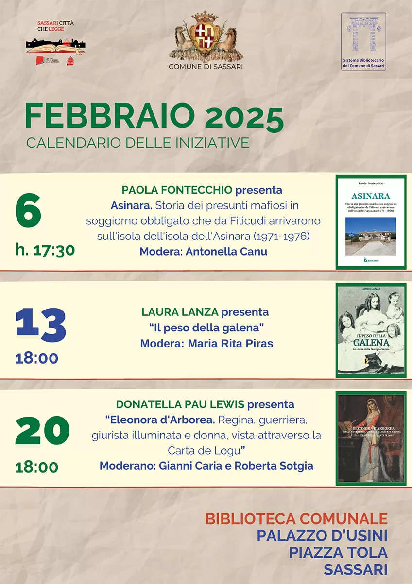 Sassari, calendario incontri biblioteca piazza Tola 0225