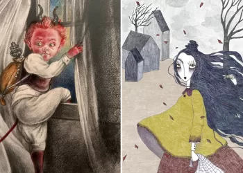 Veronica Chessa "Cuarbeddu" (grafite e matite colorate, 2024) e Berenice La Ruche "Mamma de su bentu"