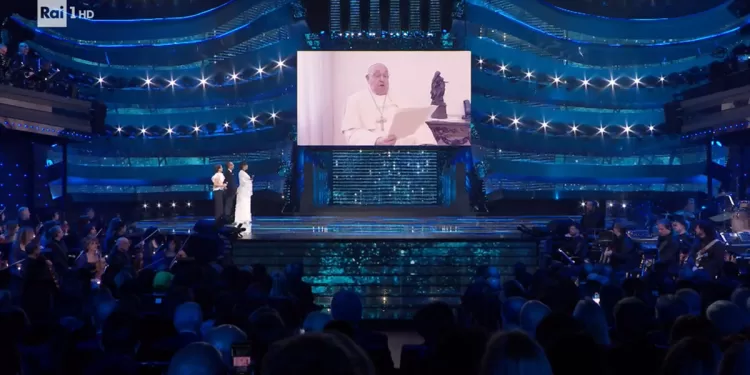 Videomessaggio di Papa Francesco durante la prima serata della 75ª edizione del Festival di Sanremo