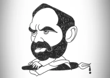 Gian Paolo Bazzoni in una caricatura di Gavino Sanna