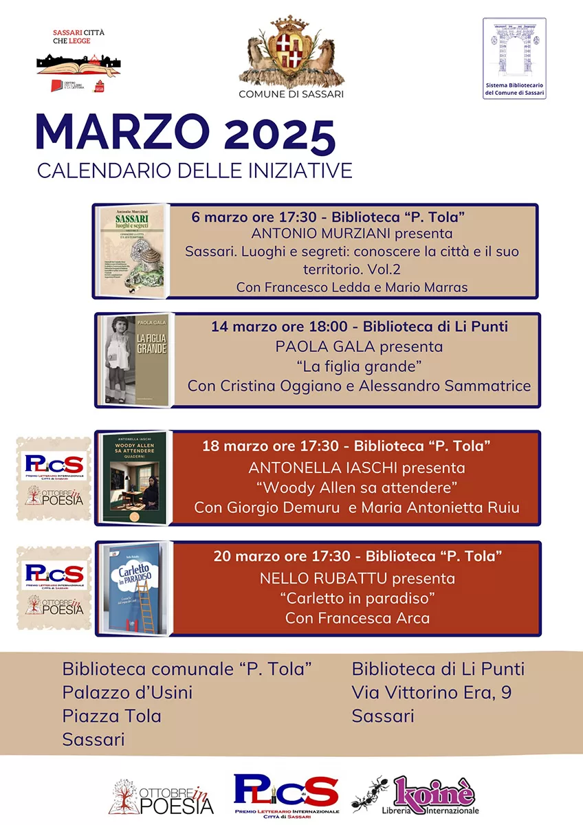 Sassari, calendario incontri biblioteca 0325