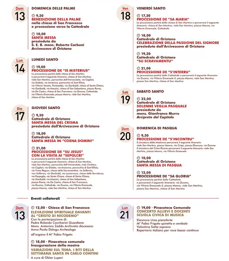 Settimana Santa Oristano 2025 - Programma