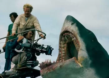 Steven Spielberg e Bill Butler durante le riprese del film “Lo squalo”