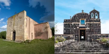 Chiesa San Paolo a Gonnostramatza (sinistra) e Chiesa di Sant'Antioco a Mogoro